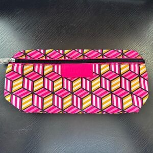 Clinique Pink and Orange Geometric Makeup Bag